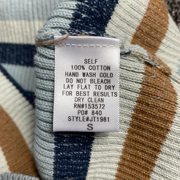 NWT Bohme Blue Brown Stripe V-neck Sweater - Picture 6 of 6